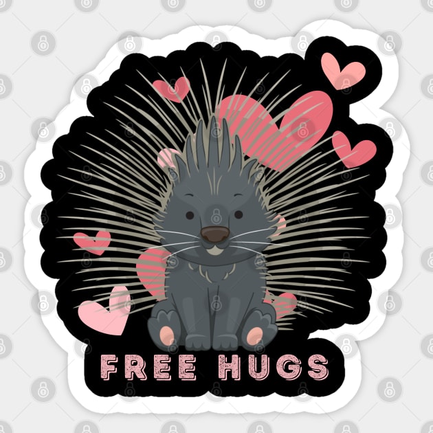 Free Hugs From A Porcupine - Funny Sticker by Paradise Stitch